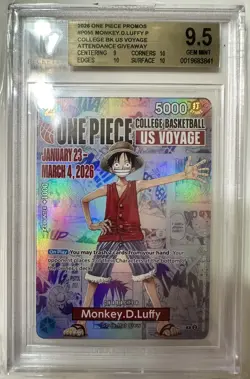2026 One Piece Monkey D. Luffy College Basketball US VOYAGE Promo Card BGS 9.5 - Image 1