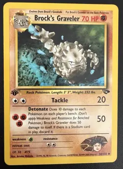 Pokemon Card - Brock's Graveler Gym Challenge 34/132 Uncommon 1st Edition - Image 1