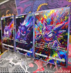 3 card Set Pokemon Gengar Evolution Set ACG Custom Made FanArt Holo With Texture - Image 5