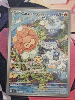 Castform Sunny Form 195/191 Sv08: Surging Sparks Holo Pokemon Tcg card game - Image 1