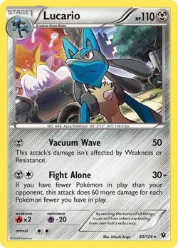 Pokemon TCG - Lucario 63/124 Fates Collide Holo - LP - Image 1