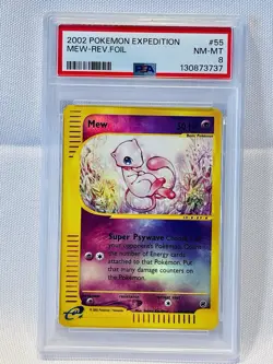 2002 POKEMON EXPEDITION #55 MEW-REVERSE FOIL PSA 8 NM-MT - Image 1