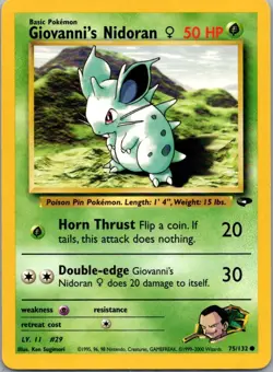 Pokemon TCG Giovannis Nidoran 75/132 Gym Challenge LP - Image 1