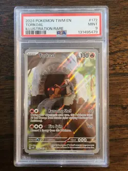 Torkoal Illustration Rare Pokemon SV06: Twilight Masquerade PSA 9 MINT - Image 1