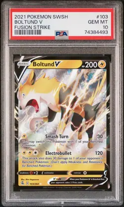 2021 Pokemon SWSH Boltund V Fusion Strike PSA 10 Gem Mint - Image 1