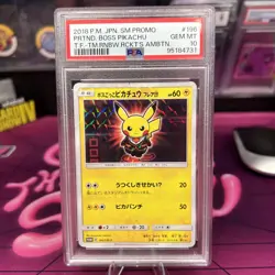 2018 POKEMON JPN SM PROMO #196 PRETEND BOSS PIKACHU PSA 10 - Image 1