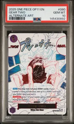One Piece Gear Two (Alternate Art) OP11-080 A Fist of Divine Speed PSA 10 - Image 1