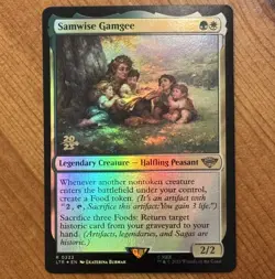 Samwise Gamgee [Prerelease] R 0222, NM Foil Promo MTG LotR Lord Rings Shire Card - Image 1