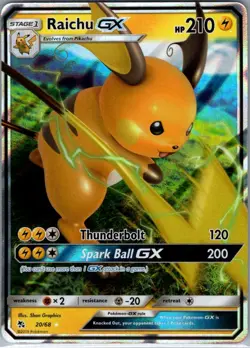 Raichu GX 20/68 Hidden Fates - Pokemon Card - NM - Image 1