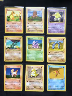 Pokemon Cards: Shadowless Base Set 21 Card Non-Holo Lot - Image 1