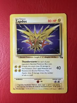 Zapdos 30/62 Rare Fossil Pokemon Card - Image 1