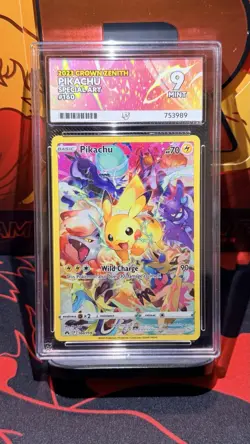 Pikachu 160/159 Crown Zenith Special Art ACE 9 Mint Pokemon TCG Card - Image 1