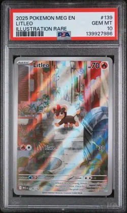 2025 POKEMON MEG EN-MEGA EVOLUTION ILLUSTRATION RARE #139 LITLEO PSA 10 - Image 1