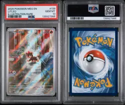 2025 POKEMON MEG EN-MEGA EVOLUTION ILLUSTRATION RARE #139 LITLEO PSA 10 - Image 3