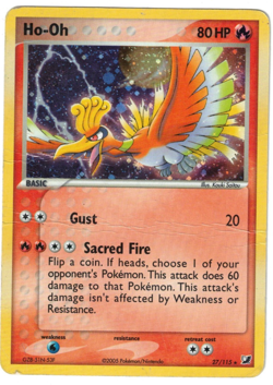 POKEMON HO-OH 27/115 UNSEEN FORCES COSMOS DECK HOLO RARE HP CREASES VINTAGE - Image 1