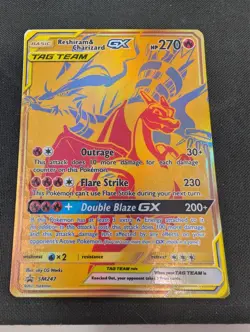 Pokemon Reshiram & Charizard GX Promo Gold Foil SM247 Sun & Moon 270 HP - Image 4