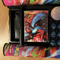 2 x Pokemon Phantasmal Flames Mega Charizard UPC Accs (Play Mat, Coin, Sleeves) - Image 4
