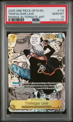 PSA 10 Trafalgar Law OP10-119 Royal Blood Alternate Art Manga ONE PIECE Card - Image 1