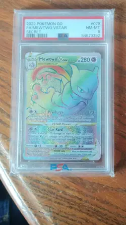 Pokemon TCG 2022 Mewtwo VSTAR 079/078 GO Secret Rare Holo PSA 8 Card Stock - Image 1