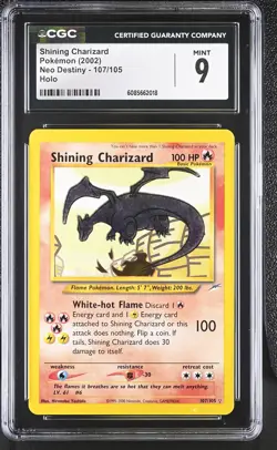 CGC 9 MINT Shining Charizard 2002 Neo Destiny 107/105 Holo Pokemon Card - Image 1