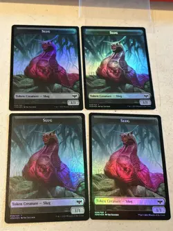 4 x mtg foil token Slug // Blood, 006/017, Innistrad Crimson Vow, unplayed - Image 1