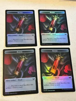 4 x mtg foil token Slug // Blood, 006/017, Innistrad Crimson Vow, unplayed - Image 2