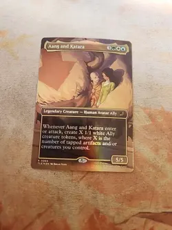Aang and Katara Borderless Foil Avatar The Last Airbender MTG NM - Image 1