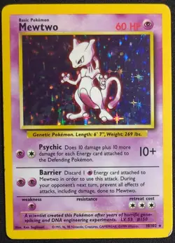 Mewtwo 10/102 Base Set Pokemon Card - Image 1