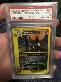PSA 9 MINT Pokemon 2003 Aquapolis Set UMBREON Reverse Foil Rare Card 41/147 - Image 1