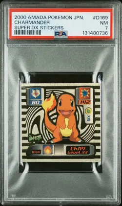2000 AMADA POKEMON JAPANESE SUPER DX STICKERS D169 CHARMANDER PSA 7 - Image 1