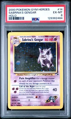 2000 Pokemon Gym Heroes Sabrina's Gengar 014/132 PSA 6 Clean Copy! - Image 5