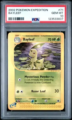 2002 POKEMON EXPEDITION #71 BAYLEEF PSA 10 - Image 1