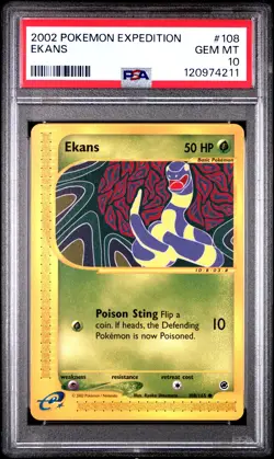 2002 POKEMON EXPEDITION #108 EKANS PSA 10 - Image 1