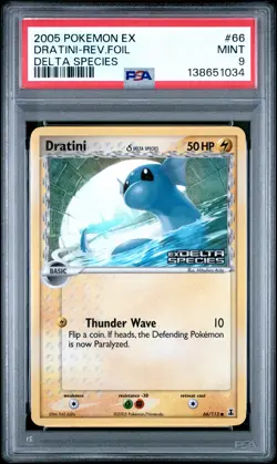 2005 POKEMON EX DELTA SPECIES #66 DRATINI-REVERSE FOIL PSA 9 - Image 1