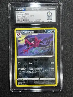 Pokemon CGC Guinness World Record 2020 Morgrem 124/192 Rebel Clash Reverse Holo - Image 1