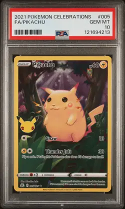 2021 POKEMON CELEBRATIONS #005 FULL ART/PIKACHU PSA 10 - Image 1