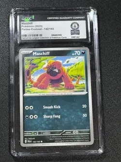 Pokemon CGC Guinness World Record - 2023 Maschiff 142/193 Sv02: Paldea Evolved - Image 1