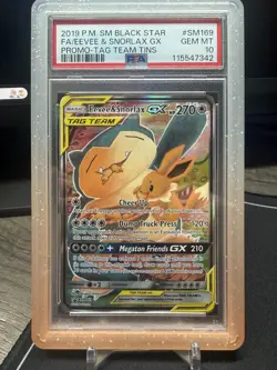 Pokemon Eevee and Snorlax GX SM169 Sun & Moon Promo Psa 10! - Image 1