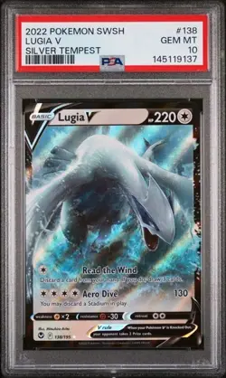 2022 POKEMON SWORD & SHIELD SILVER TEMPEST #138 LUGIA V PSA 10 - Image 1