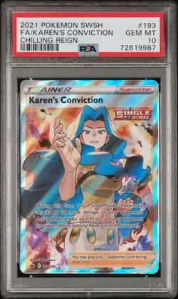 PSA 10 Karen's Conviction 193/198 Chilling Reign SWSH Pokemon English | Gem Mint - Image 1