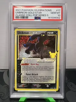 2021 POKEMON CELEBRATIONS CLASSIC COLL #17 UMBREON-GOLD STAR PSA 10 - Image 1