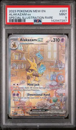 2023 POKEMON MEW EN-151 SPECIAL ILLUSTRATION RARE #201 ALAKAZAM EX PSA 9 - Image 1