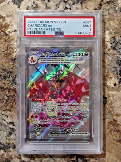 2024 POKEMON SVP EN-SV BLACK STAR PROMO PALDEAN FATES TIN CHARIZARD EX PSA 9 - Image 1