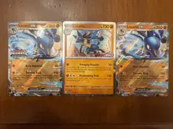 Pokemon TCG SV Prismatic Lucario EX Lot of 3 NM/M With Stamped Promos - Image 1