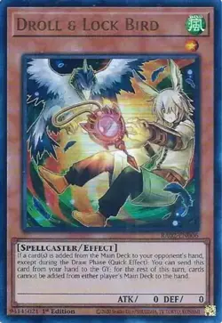 Yugioh! Droll & Lock Bird (Alternate Art) - RA02-EN006 - Super Rare - 1st Editio - Image 1