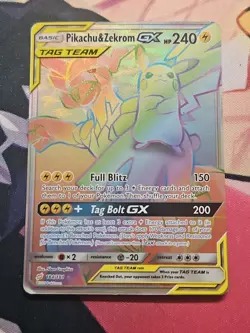 Pokemon Pikachu & Zekrom GX Team Up Card 184/181 Secret Rare SM Rainbow Holo LP - Image 1