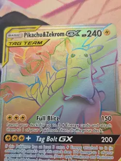 Pokemon Pikachu & Zekrom GX Team Up Card 184/181 Secret Rare SM Rainbow Holo LP - Image 2