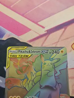 Pokemon Pikachu & Zekrom GX Team Up Card 184/181 Secret Rare SM Rainbow Holo LP - Image 3