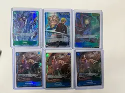 One Piece TCG Sanji Op13-027, Op12-041, Op06-119 And Crocodile Op09-046 Card Lot - Image 1