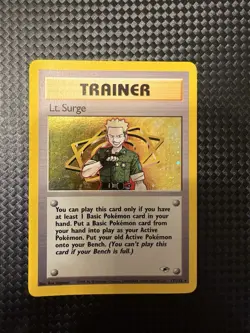 Pokemon TCG Lt. Surge Trainer Holo Card 017/132 Gym Heroes Series - Image 1